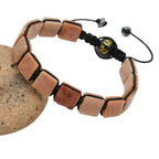 Unisex 10mm Square Sunstone Braided Bracelet with Mantra Agate