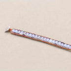 Serenity and Inspiration: Opalite Cylinder Fluorite Woven Leather Bracelet