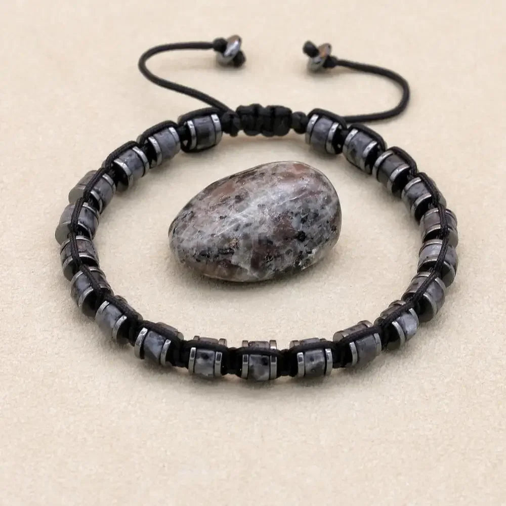 Awaken and Protect: Black Labradorite Hematite Grounding Woven Bracelet