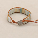 Unisex Amazonite Leather Boho Bracelet | Braided Adjustable Jewelry