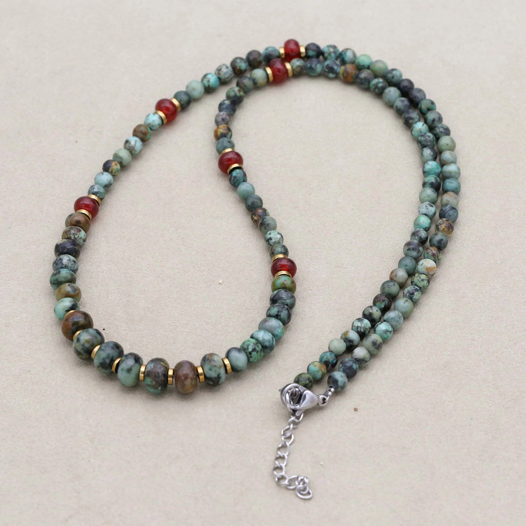 African Turquoise "Stone of Evolution" Necklace & Bracelet Set: Growth & Protection