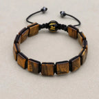 Handmade Square Tiger's Eye Braided Bracelet | Unisex Spiritual Mantra Jewelry