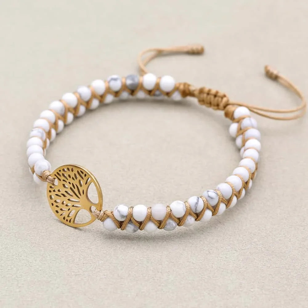 Howlite Tree of Life Bracelet: Patience & Calm Energy Talisman