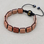 Unisex 10mm Square Sunstone Braided Bracelet with Mantra Agate
