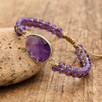 Tranquility and Intuition Amethyst Double Layer Braided Bracelet