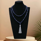 Inner Calm and Clarity 108 Sodalite Natural Stone Mala Tassel Necklace