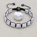Unisex 10mm Square White Howlite Braided Bracelet