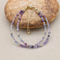 Handmade 3mm Faceted Rainbow Fluorite Double-Layer Bracelet with Magnetic Clasp