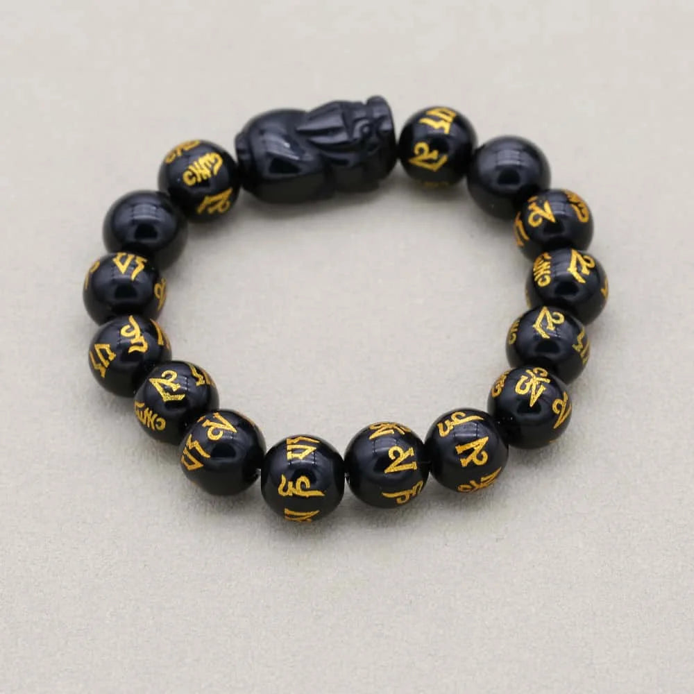 Wealth and Protection: Obsidian Pi Xiu Mantra Absolute Shield Bracelet