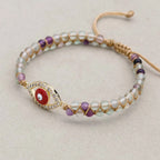 Natural Fluorite Double-Layer Evil Eye Bracelet: Clarity & Protection (Unisex)