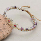 Infinity Red Evil Eye Fluorite Bracelet: Eternal Energy & Protection