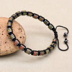 Unisex Unakite and Hematite Disc Braided Bracelet
