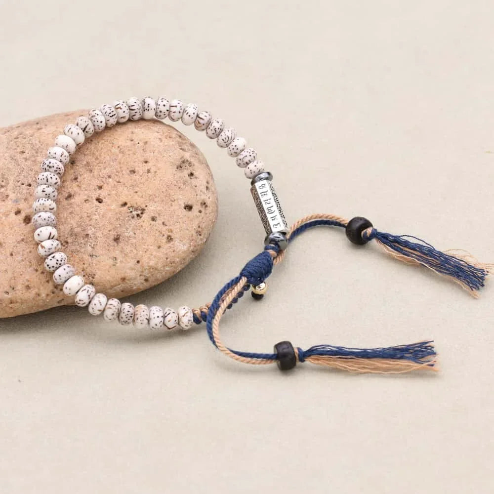 Peace and Wisdom Star Moon Bodhi Seed Six Word Mantra Braided Bracelet
