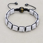 Unisex 10mm Square White Howlite Braided Bracelet