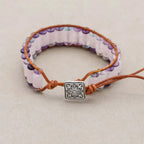 Handmade Rose Quartz & Fluorite Gemstone Leather Wrap Bracelet