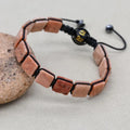 Unisex 10mm Square Sunstone Braided Bracelet with Mantra Agate