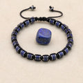 Unisex Lapis Lazuli and Hematite Disc Braided Bracelet