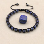 Unisex Lapis Lazuli and Hematite Disc Braided Bracelet