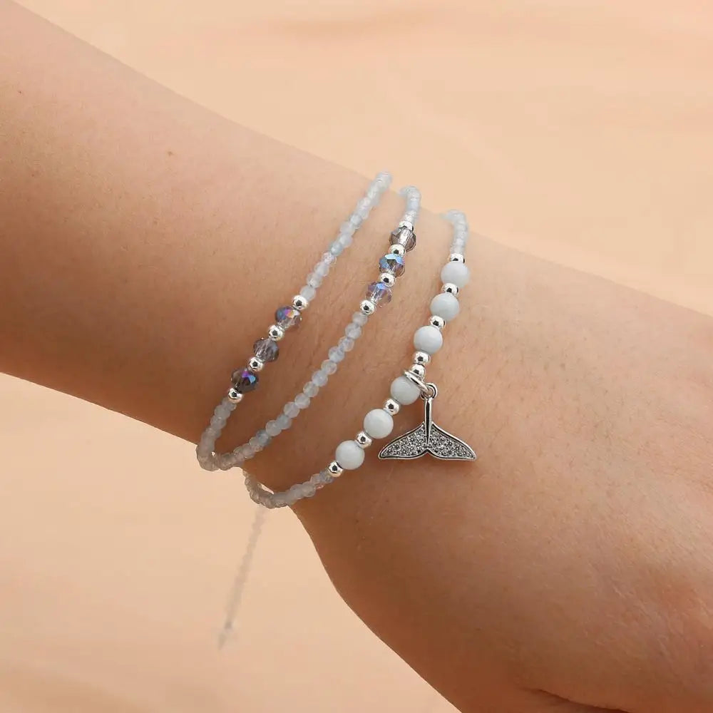 Mehrlagiges Wickelarmband aus Aquamarin für Ruhe und Schutz