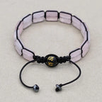 Unisex 10mm Square Rose Quartz Braided Bracelet