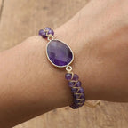 Tranquility and Intuition Amethyst Double Layer Braided Bracelet