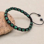 Malachite and Hematite Beaded Braided Bracelet for Men Women