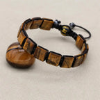 Handmade Square Tiger's Eye Braided Bracelet | Unisex Spiritual Mantra Jewelry