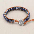 Clarity and Protection Sodalite Hematite Leather Wrap Bracelet