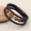 8mm Heart Picasso Stone & Hematite Multilayer Leather Bracelet