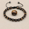 Unisex Tiger's Eye and Hematite Disc Braided Bracelet