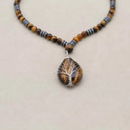Tiger's Eye Courage Necklace: Tree of Life Protection & Vitality (Unisex)