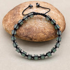 Green Aventurine & Hematite Disc Braided Bracelet | Unisex Adjustable