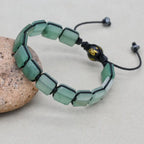 Unisex 10mm Square Green Aventurine Braided Bracelet