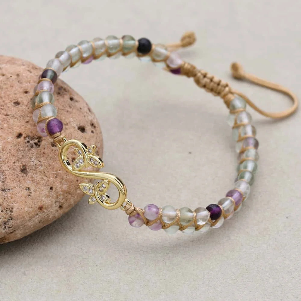 Infinity Butterfly Rainbow Fluorite Bracelet: Eternal Transformation & Focus