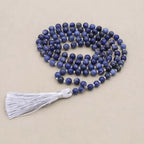 Inner Calm and Clarity 108 Sodalite Natural Stone Mala Tassel Necklace