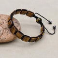 Handmade Square Tiger's Eye Braided Bracelet | Unisex Spiritual Mantra Jewelry