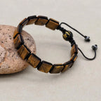 Handmade Square Tiger's Eye Braided Bracelet | Unisex Spiritual Mantra Jewelry