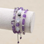 Amethyst Wisdom Bracelet Set: Serenity & Protection Trio (3 PCS)