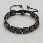 Unisex 10mm Square Dragon Blood Stone Braided Bracelet