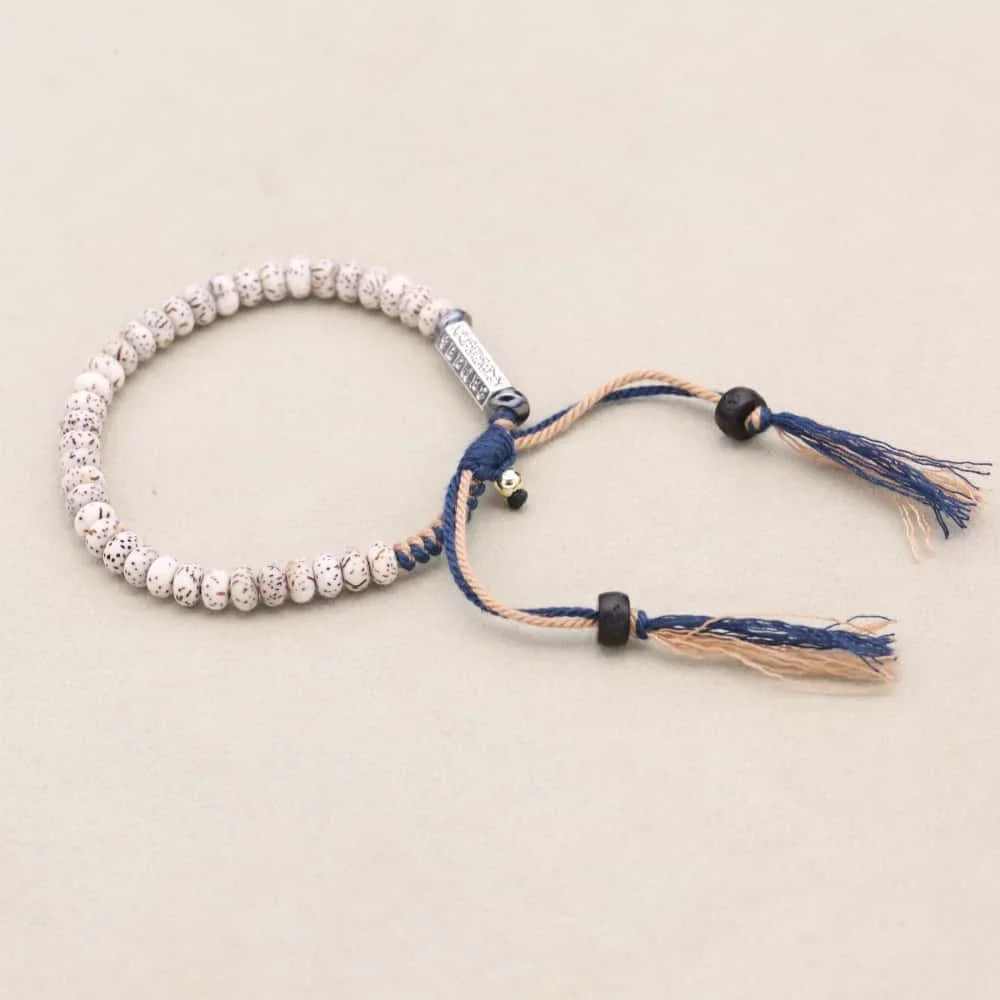 Peace and Wisdom Star Moon Bodhi Seed Six Word Mantra Braided Bracelet