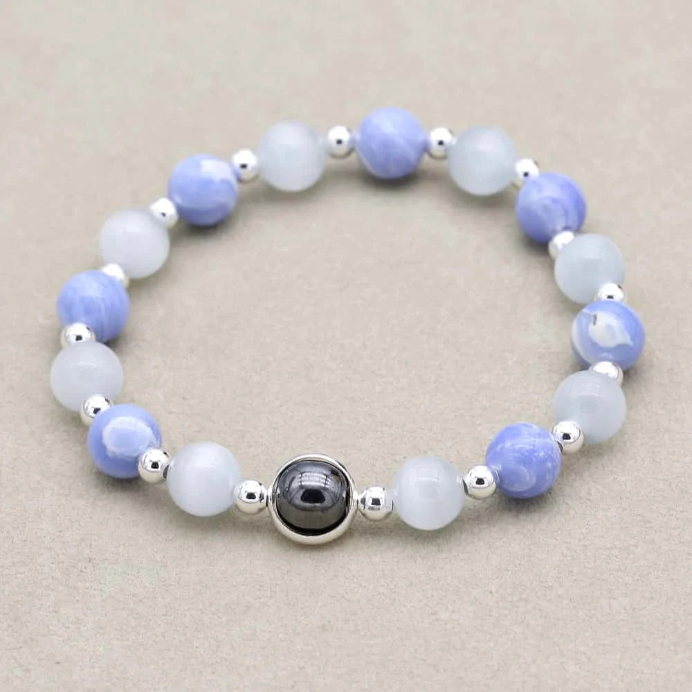 Blue Agate Serenity Bracelet Set: Calm & Clarity Trio (3 PCS)