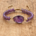 Tranquility and Intuition Amethyst Double Layer Braided Bracelet