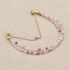 Handmade 3mm Faceted Super Seven Crystal Double-Layer Bracelet with Magnetic Clasp