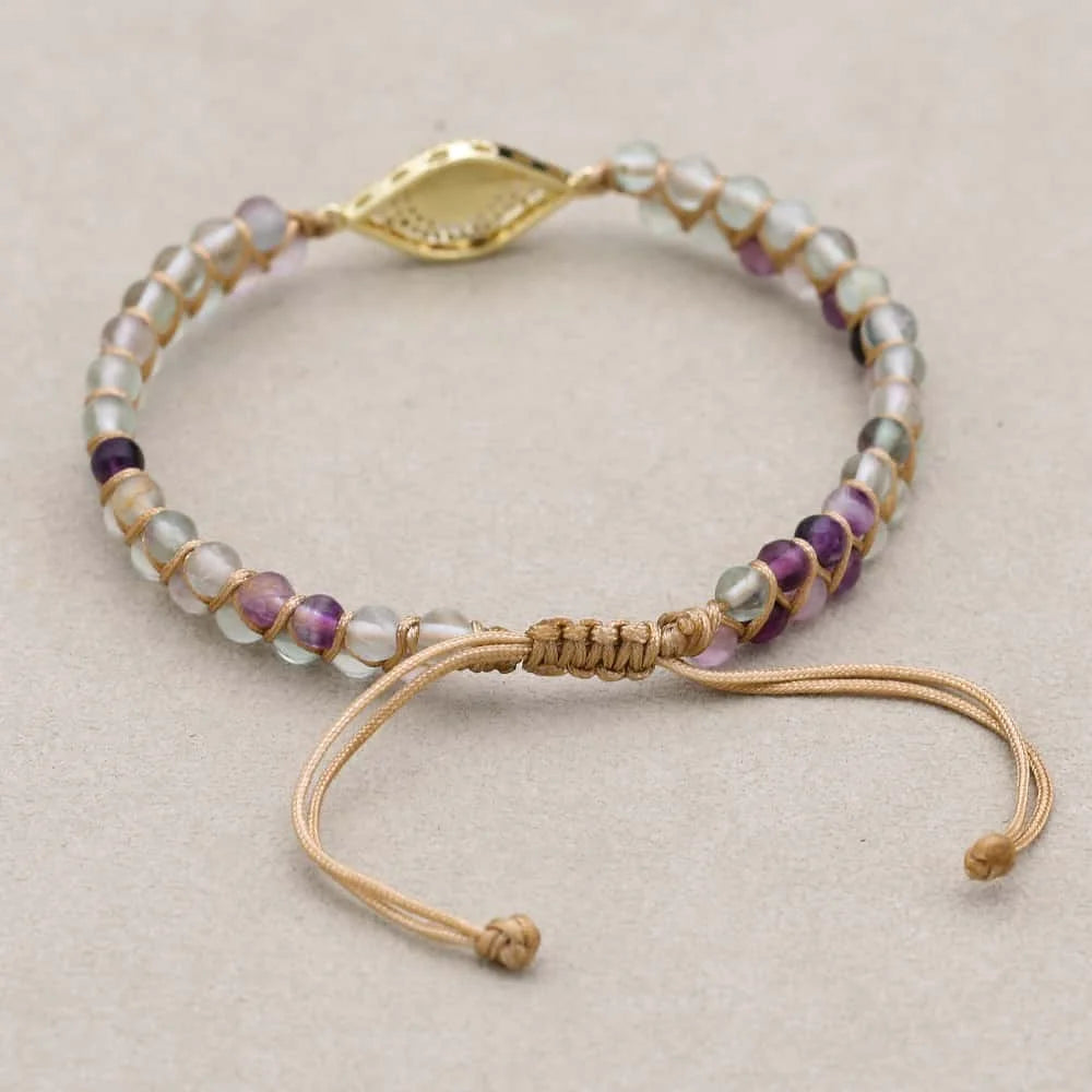 Rainbow Fluorite Evil Eye Bracelet: Clarity & Protection Talisman
