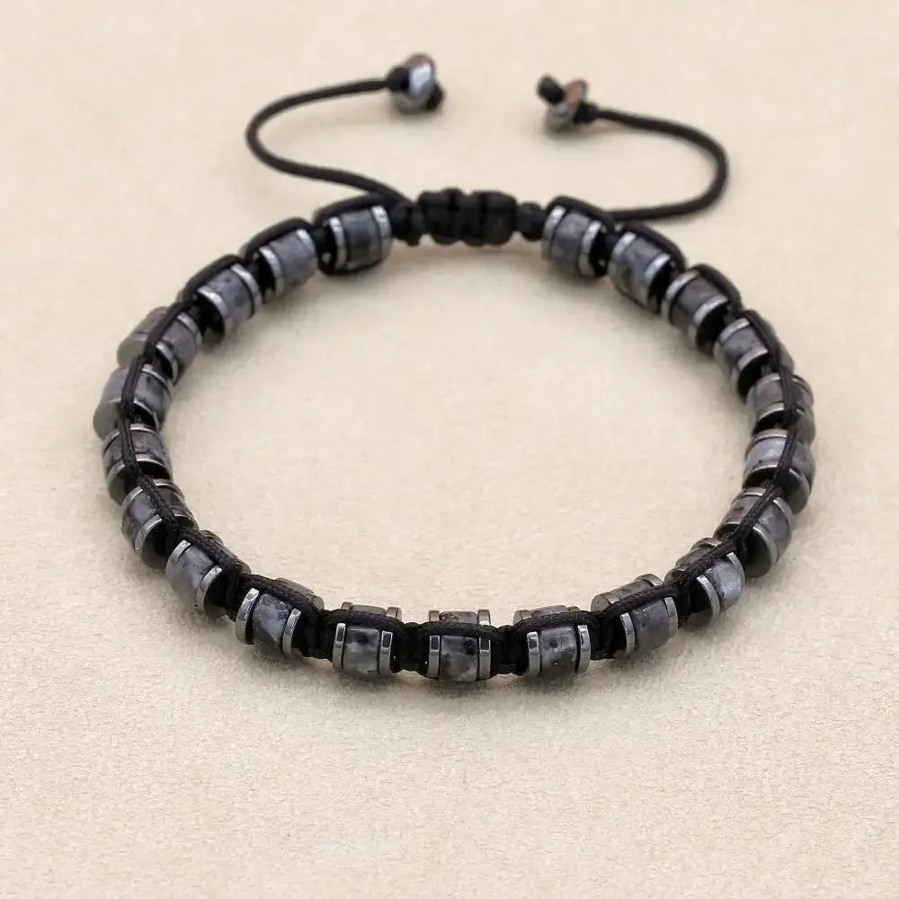 Awaken and Protect: Black Labradorite Hematite Grounding Woven Bracelet