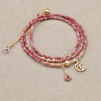 Emotionale Heilung Mehrlagiges Mond-Wickelarmband aus rosa Opal