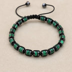 Malachite and Hematite Beaded Braided Bracelet for Men Women