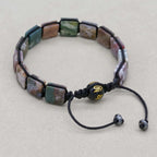Handmade Indian Agate Square Bead Mantra Bracelet