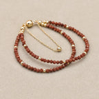 Handmade 3mm Faceted Gold Sandstone Double-Layer Bracelet with Magnetic Clasp
