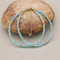Handmade 3mm Faceted Amazonite Double-Layer Bracelet with Magnetic Clasp
